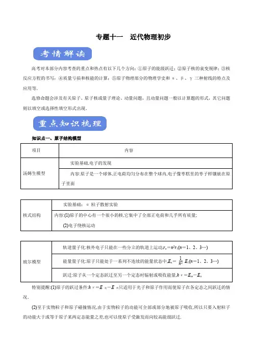 2020物理高考备考专题《近代物理初步》(附答案解析版)