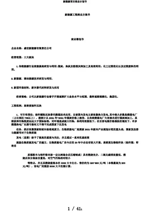 新能源项目商业计划书
