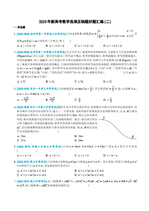 2023年新高考数学选填压轴题好题汇编(二)