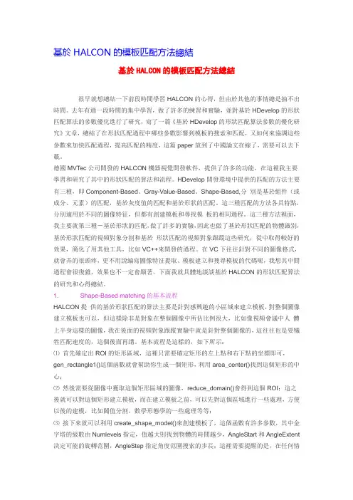 基於HALCON的模板匹配方法总结