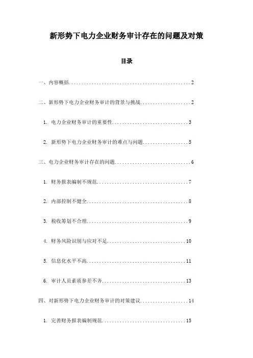 新形势下电力企业财务审计存在的问题及对策