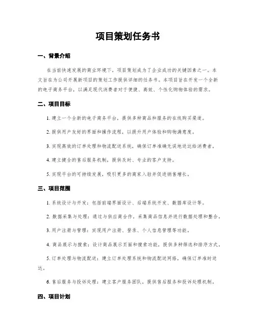 项目策划任务书