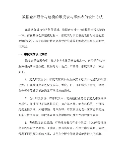 数据仓库设计与建模的维度表与事实表的设计方法(八)