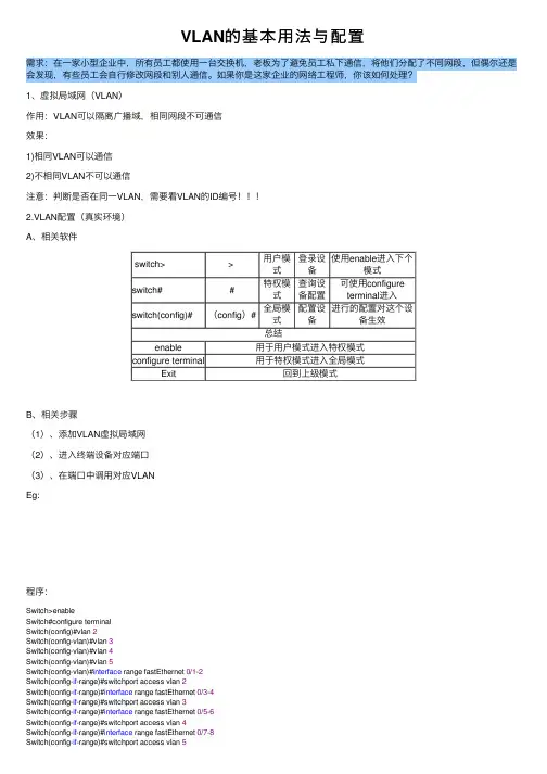 VLAN的基本用法与配置