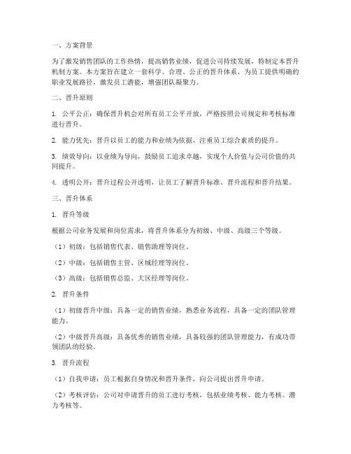 销售公司晋升机制方案