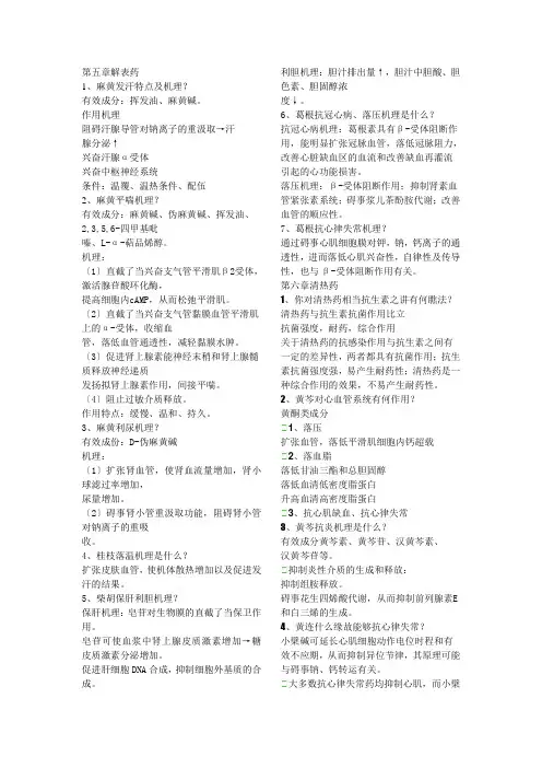 中药药理复习重点资料