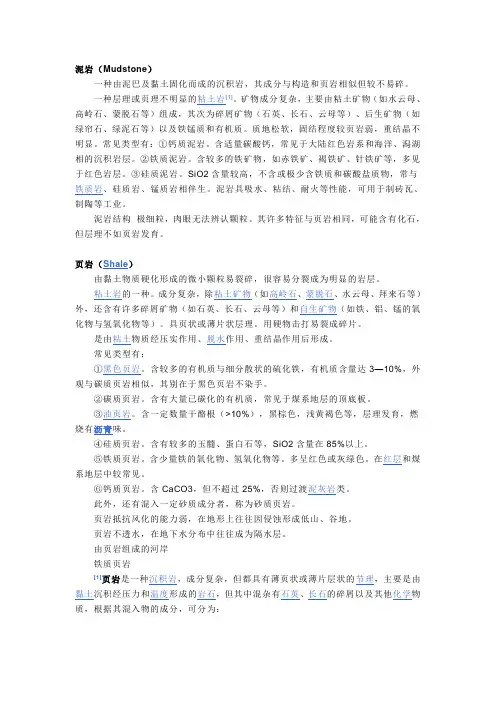 各种岩石说明辨别
