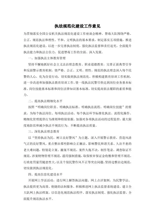 执法规范化建设工作意见