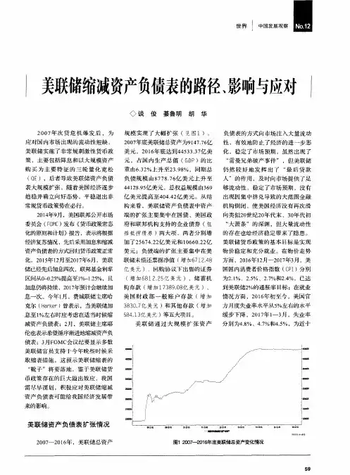 美联储缩减资产负债表的路径、影响与应对
