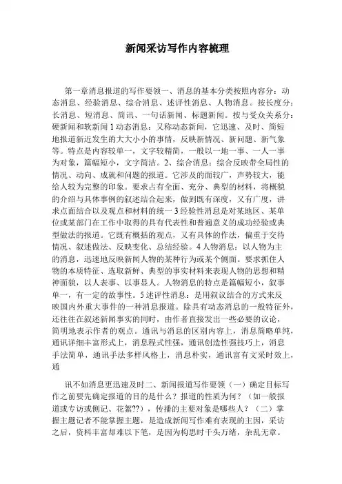 新闻采访写作内容梳理