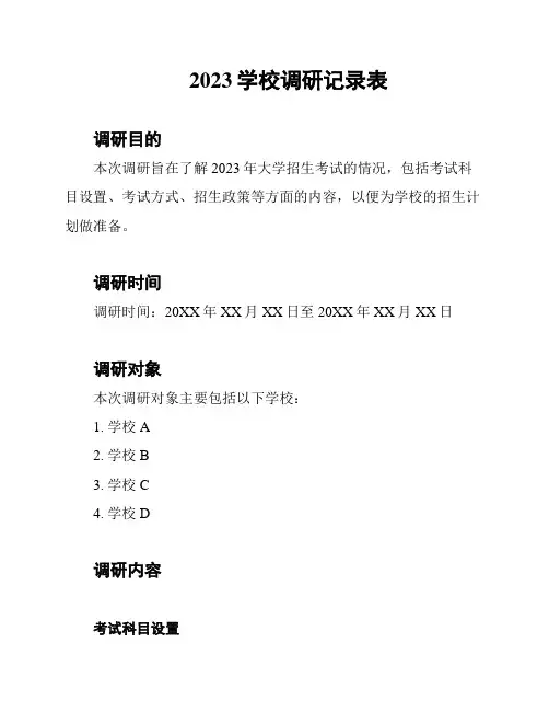 2023学校调研记录表