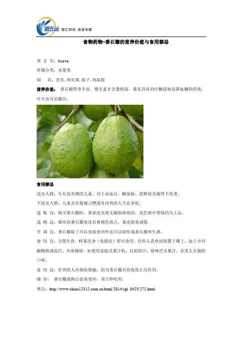 食物药物——番石榴的营养价值与食用禁忌