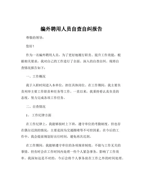 编外聘用人员自查自纠报告