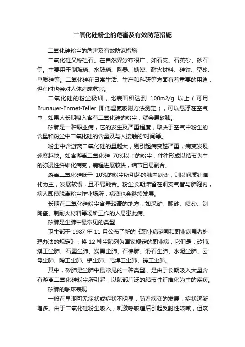 二氧化硅粉尘的危害及有效防范措施