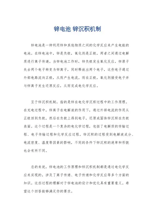 锌电池 锌沉积机制