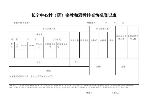 邪教排查情况登记表