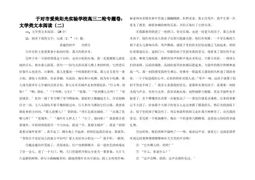 高三二轮专题卷 文学类文本阅读(二)