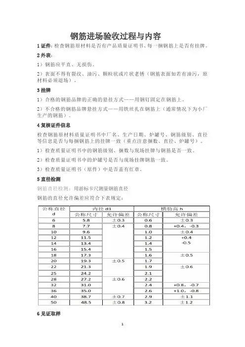 钢筋进场验收过程与内容