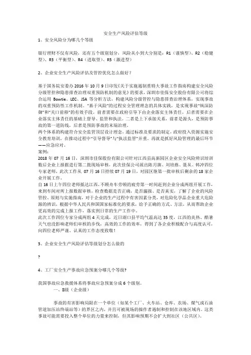 安全生产风险评估等级安全生产
