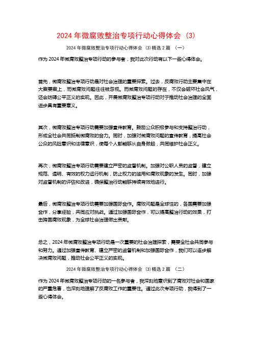 2024年微腐败整治专项行动心得体会2篇