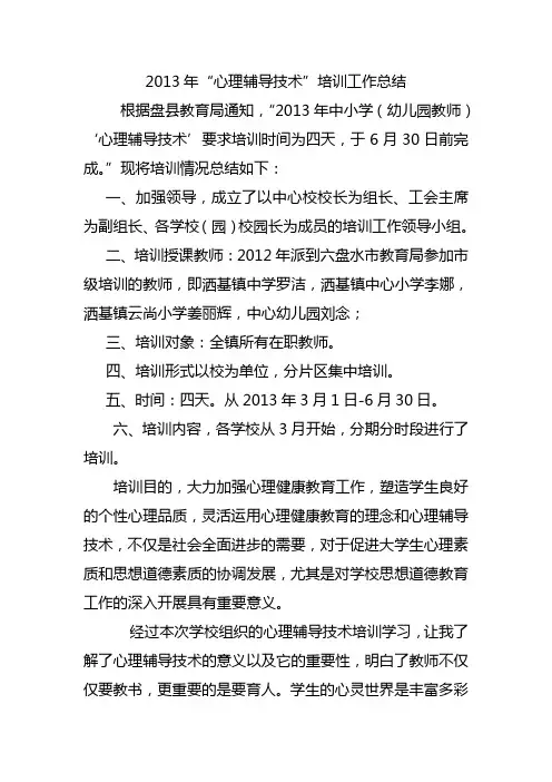 2013年心理辅导总结
