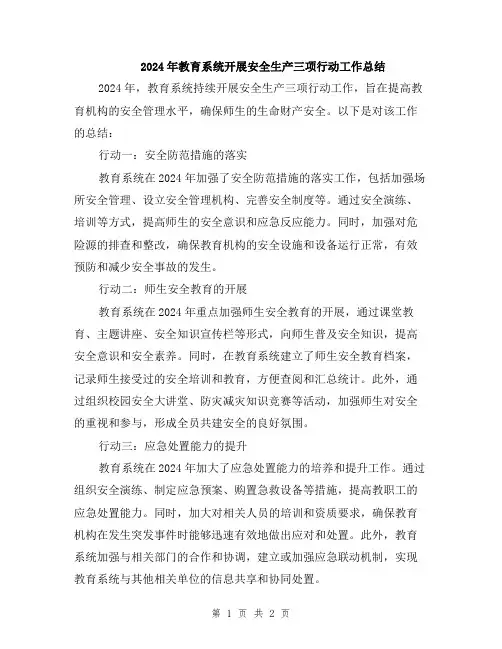 2024年教育系统开展安全生产三项行动工作总结