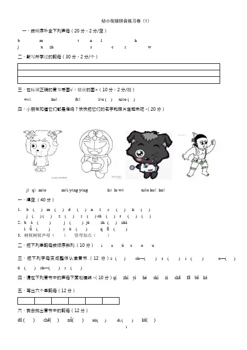 (2020年整理)幼小衔接拼音练习卷(1).doc