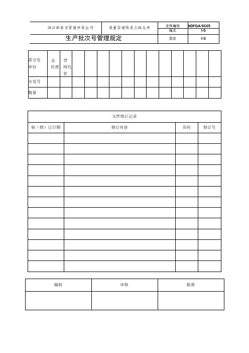 生产批次号管理规定