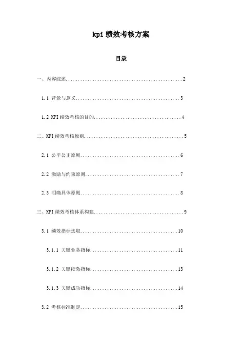 kpi绩效考核方案