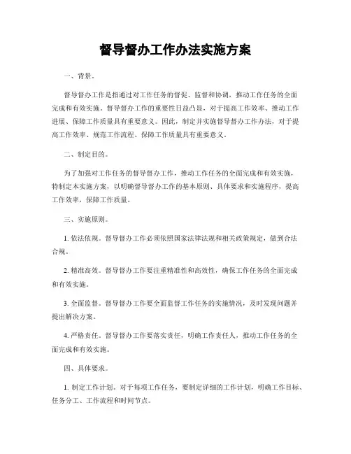 督导督办工作办法实施方案