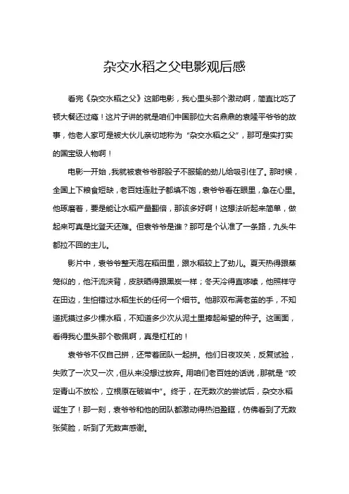 杂交水稻之父电影观后感