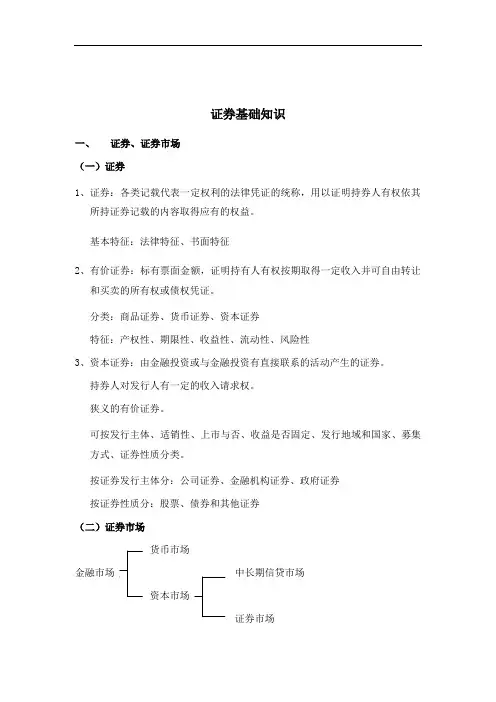 证券市场的基础知识