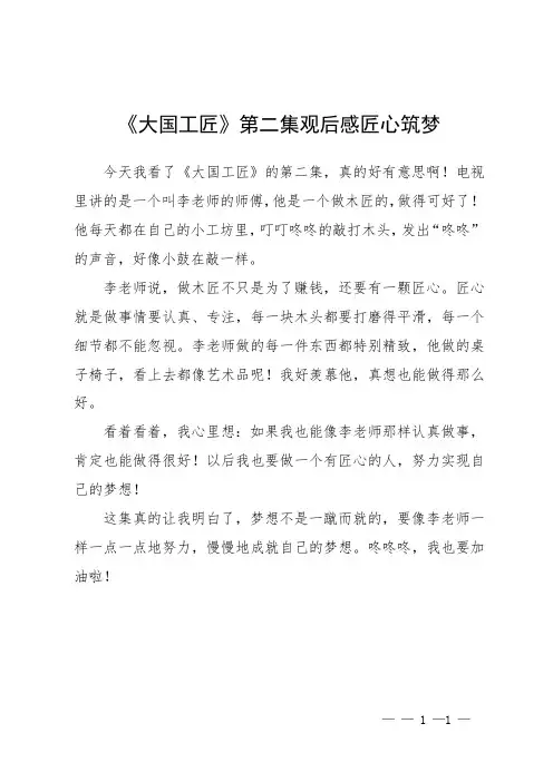 《大国工匠》第二集观后感匠心筑梦