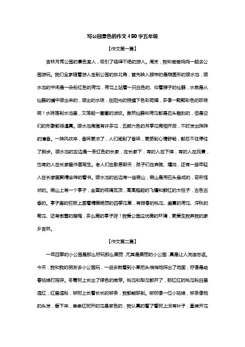 写公园景色的作文450字五年级