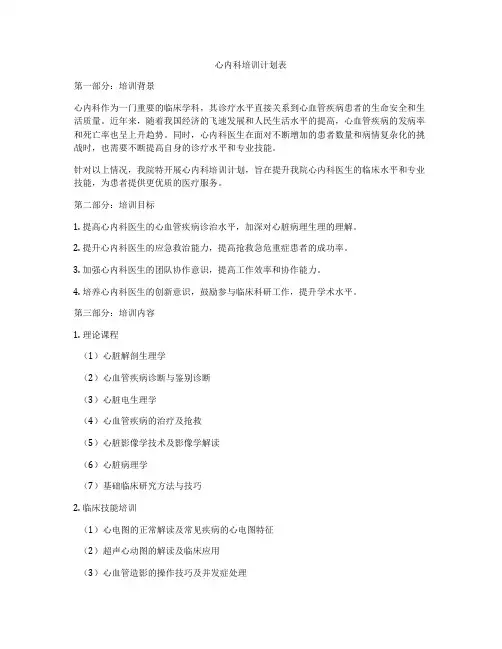 心内科培训计划表