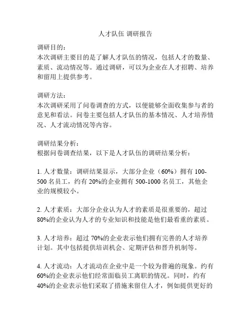 人才队伍 调研报告