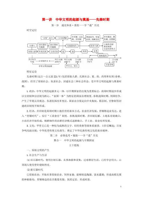 高考历史二轮总复习第1部分第1编中国古代史板块1通史横向整合第1讲中华文明的起源与奠基_