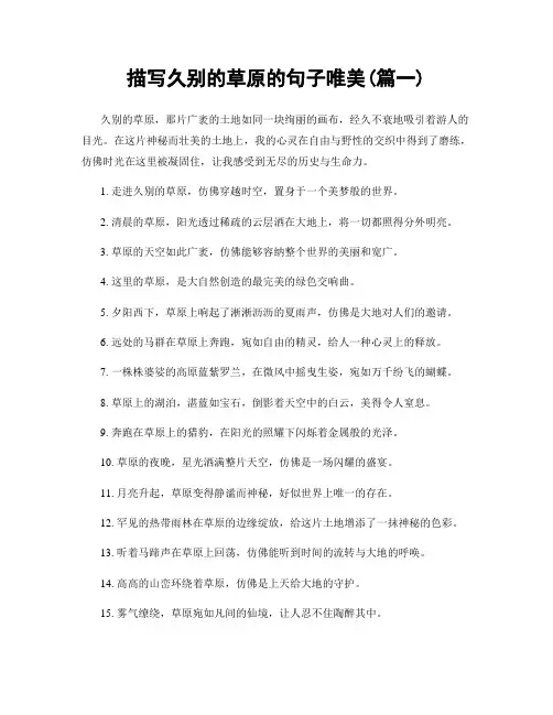 描写久别的草原的句子唯美(精选2篇)