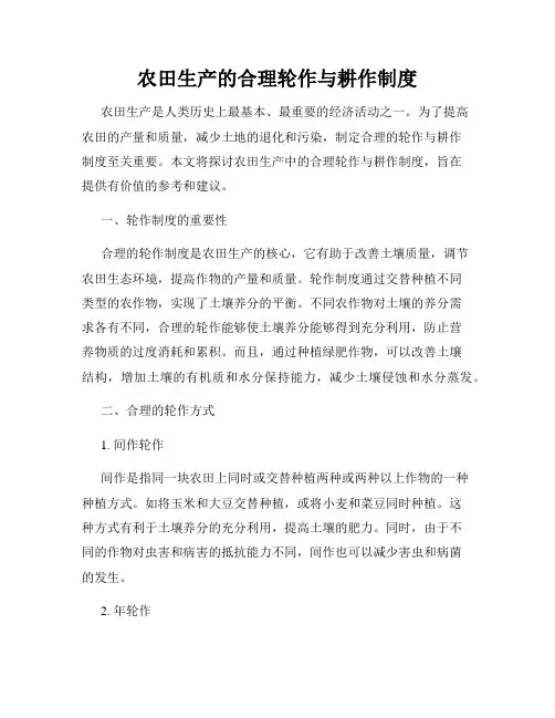 农田生产的合理轮作与耕作制度