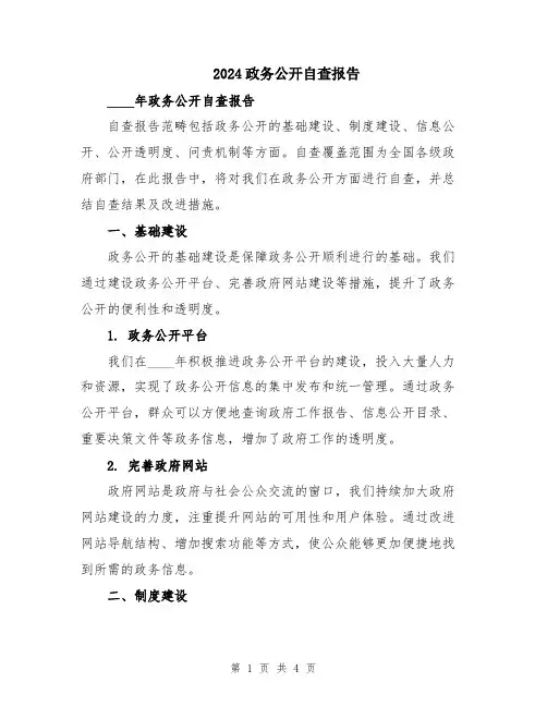 2024政务公开自查报告