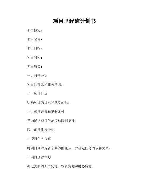 项目里程碑计划书