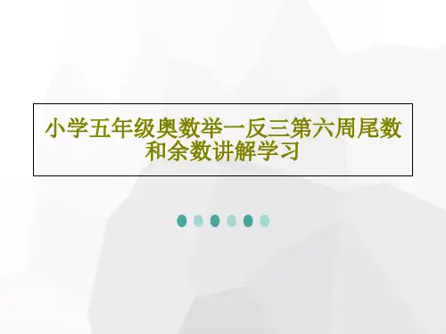 小学五年级奥数举一反三第六周尾数和余数讲解学习PPT文档共22页