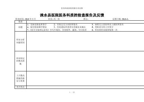 医务科质控检查报告及反馈参考模板