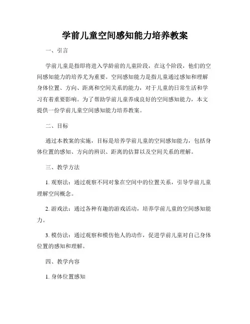 学前儿童空间感知能力培养教案