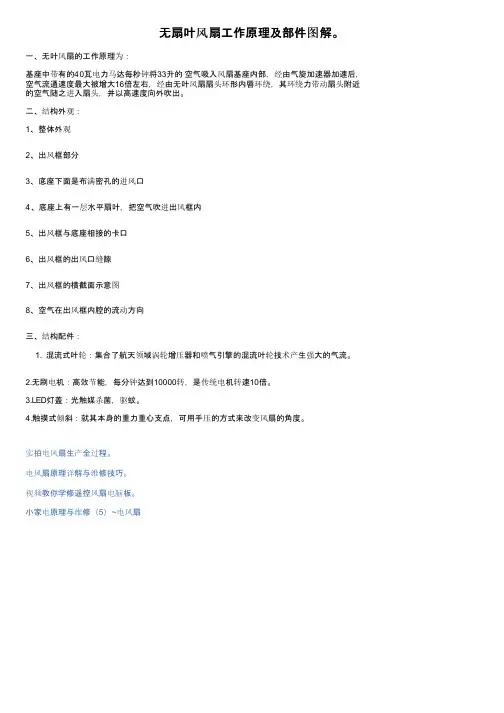 无扇叶风扇工作原理及部件图解。