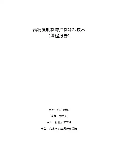 高精度轧制(课程报告)