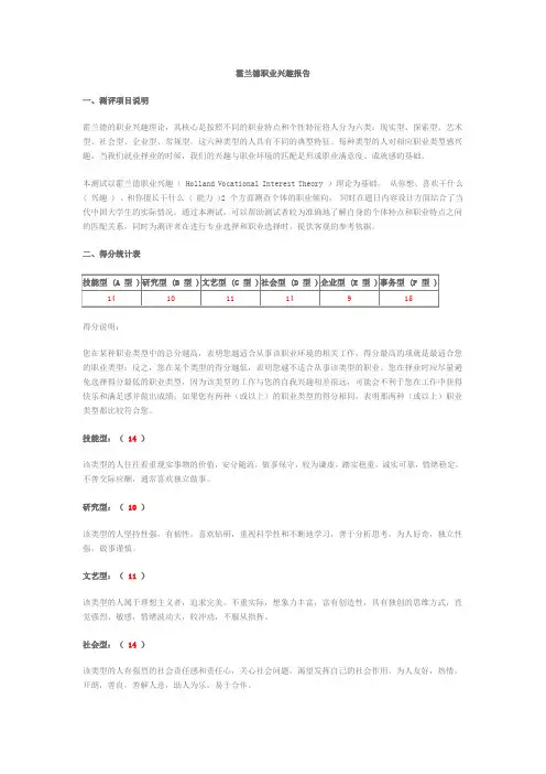 个人职业测评报告