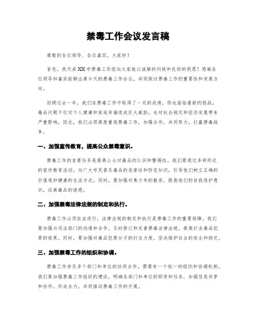 禁毒工作会议发言稿