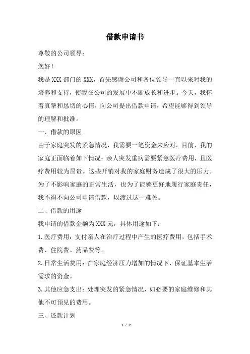 借款申请书 (精选)