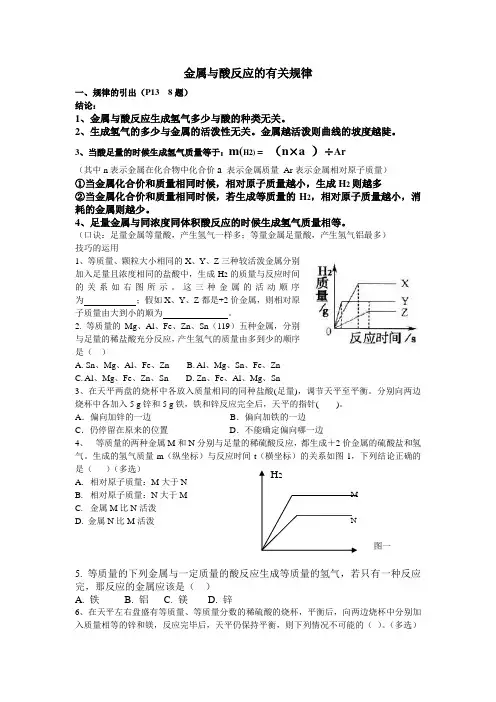金属与酸反应规律